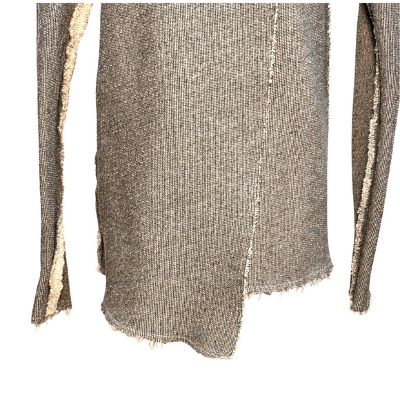Nation LTD Gray Black Raw Edge Funnel Collar Asymmetric French Terry Cardigan XS - Picture 3 of 10